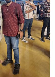 Max Men's Maroon Patterned Shirt - Large