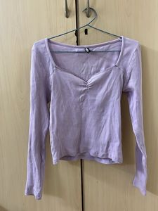 Long Sleeve Sweetheart Top with Lace Neckline