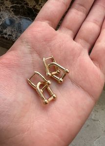Gold Double Hoop Earrings with Diamonds