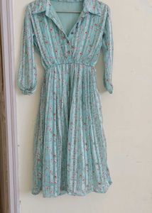 Vintage Floral Pleated Dress