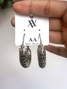 Textured Silver Hoop Earrings