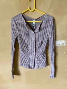 V Neck Buttoned Top
