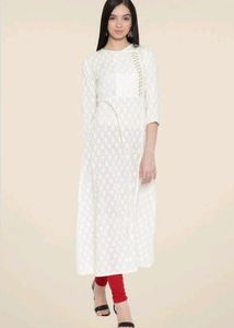 White Floral Kurta