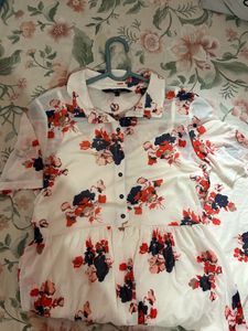 Floral Print Midi Shirt Dress