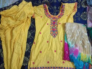 Yellow Embroidered Salwar Kameez Suit