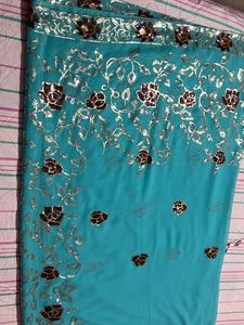 Sequins Embroidery Party Wear Saree