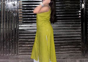 Olive Green Button-Down Kurti