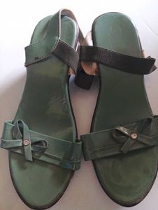 Green Bow Heeled Sandals