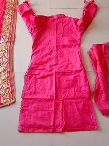 Heavy Zari Work Dark Pink/Peach Colour Suit