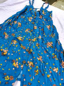 Blue Floral A-line Dress