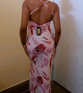 Floral Print Cowl Neck Maxi Dress