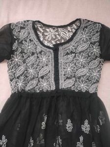 Black Embroidered Chikankari Kurti