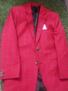 Red checkered party wear blazer