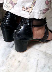 Black Mesh Heels