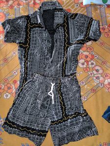 Patterned Shirt & Shorts Set