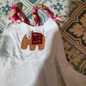 Cute White Dress with Elephant