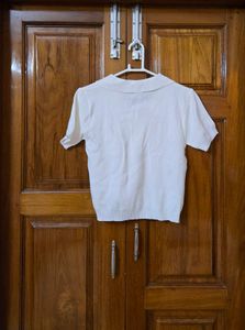 Off White Spread Collar Top