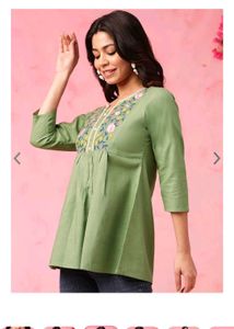 Green Floral Embroidered Top