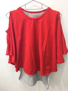 Red Cold Shoulder Top