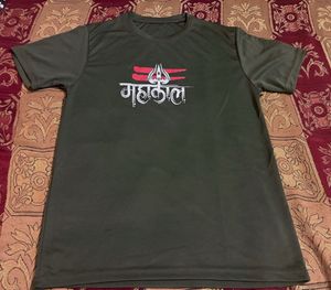 Olive Green Ganpati Graphic Dry-Fit T-Shirt |