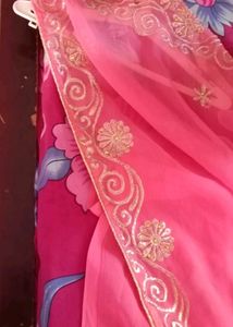 women peach color saree