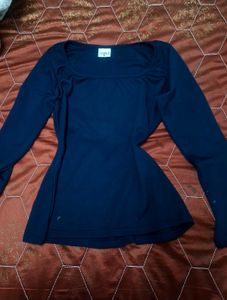 Navy Blue Long Sleeve Top