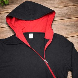 Stylish Black &amp; Red Hoodie with cap.