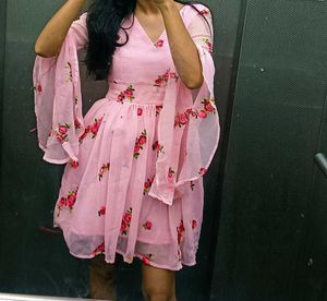 Pink Floral Work Mini Dress