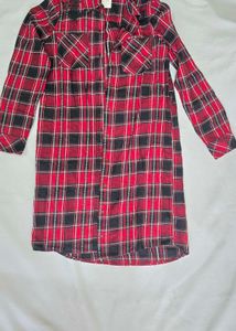 Red Plaid Shirt Dress