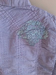 Purple Graphic Print Button-Down Shirt