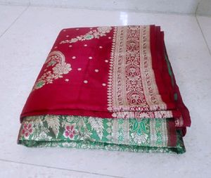 Flaunt Red Maroon golden Banarasi Saree