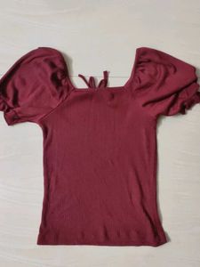 Maroon Ribbed top (S/M/L)
