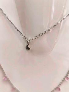 Pink Accent Layered Necklace 925 Sterling Silver