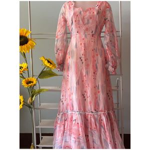 Pink Floral Flare Dress