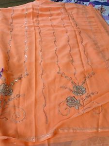Orange Sequined Saree For Woman🧡🌼