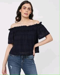 Vera moda Off-shoulder Navy Blue Top