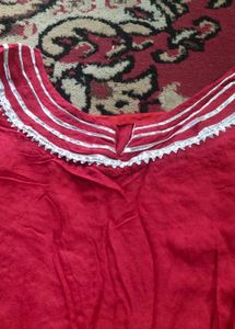Red &amp; Silver Embellished Fabric