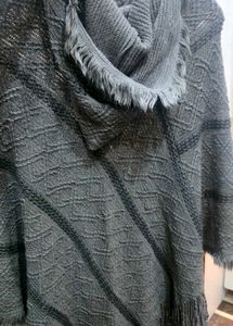 Gray Knitted Poncho