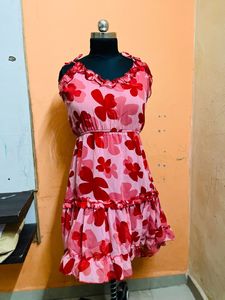 Red Floral Printed Dress