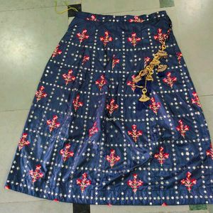 Navy &amp; Red Lehenga Set
