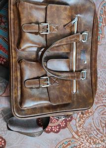 Brand New Brown Leather Laptop Bag with Multiple C
