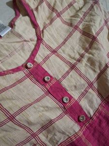 Pink Checkered Kurta