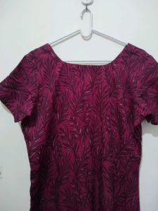 Dark Pink Fern Print Kurta Pajama Dupatta Black
