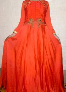 orange &amp; Gold Ethnic Dress
