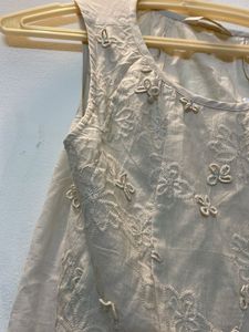 New Cream Sleeveless Top For Ladies
