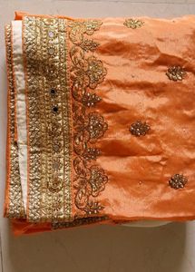Festive Peach & Cream Color Saree