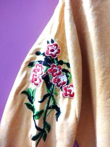 Floral Embroidery Top for Women in Golden Colour