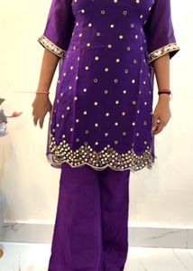 Purple Mirror Work Salwar Kameez