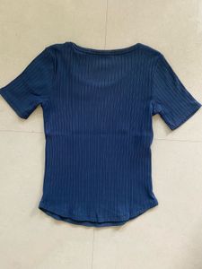 ZARA Blue Ribbed Tee
