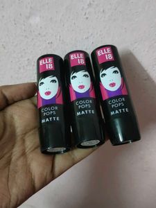 Set Of 3 Elle 18 Color Pops Matte Lipstick